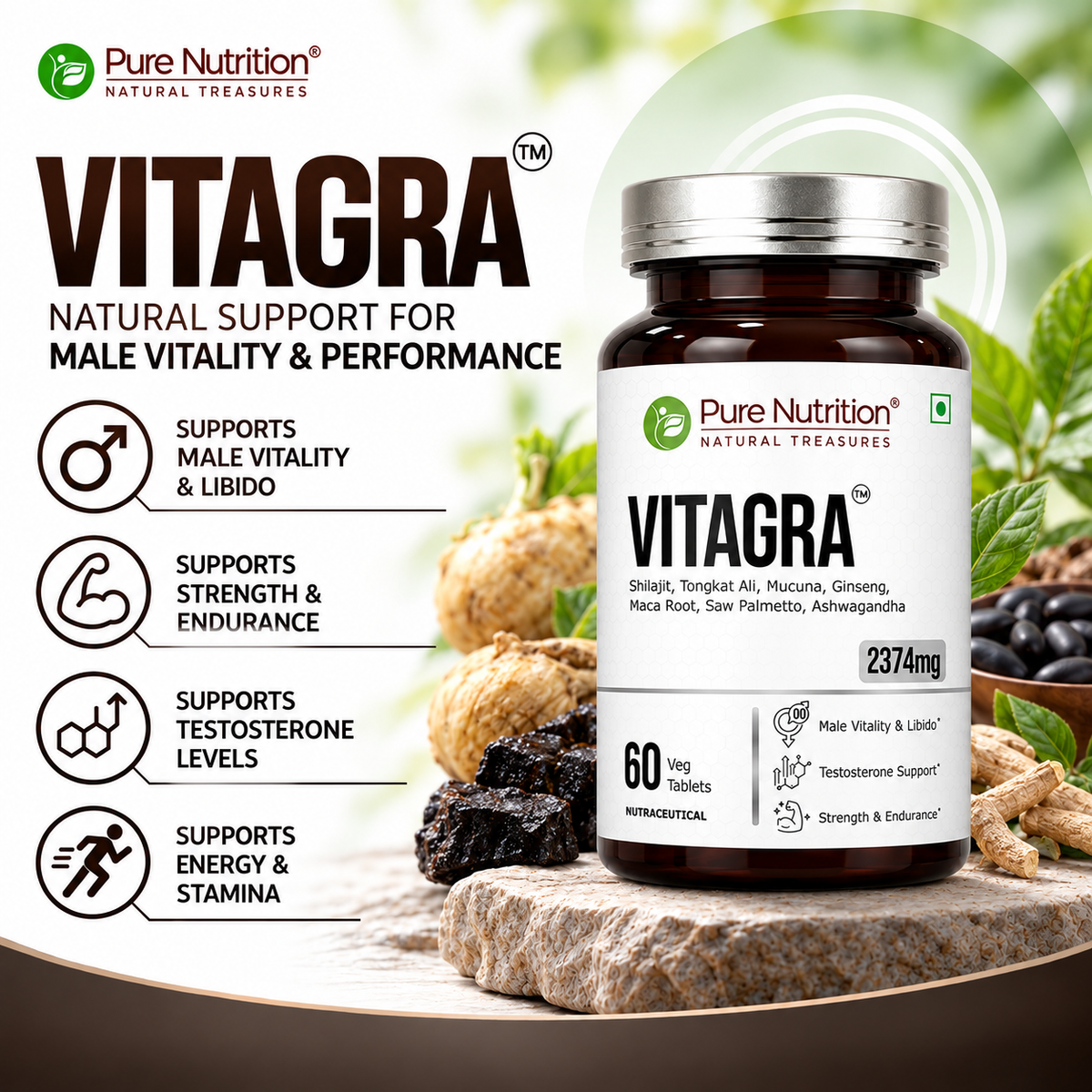 Men's Wellness Support Shilajit & Herbal Blend | Energy & Vitality