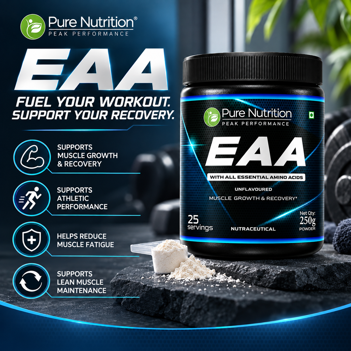 EAA Powder  All 9 Essential Amino Acids | Unflavoured | Muscle Support