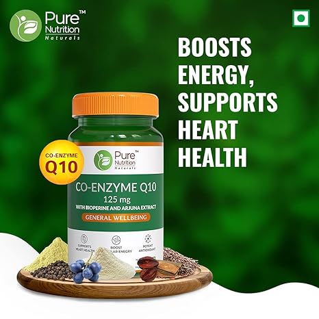 Co-Enzyme Q10 with Bioperine and Arjuna Extract - 60 Vegetarian Capsules | Supports Cellular Energy and Provides Antioxidant Support