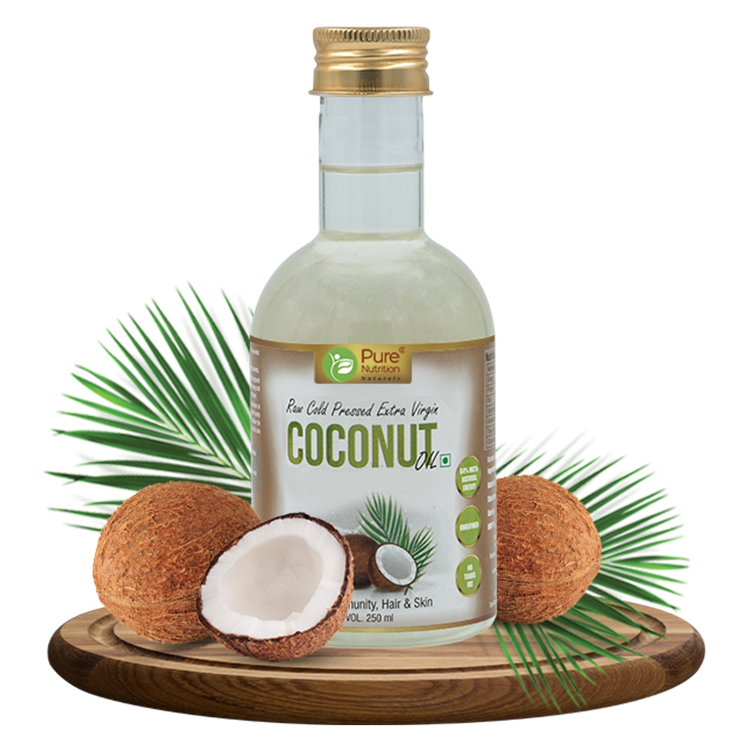 Virgin Coconut Oil - 250ml Pet Bottle | Cold Pressed, 100% Pure & Unrefined | Good for Hair Growth, Skin, Baby Massage, Cooking, and Reducing Hair Fall