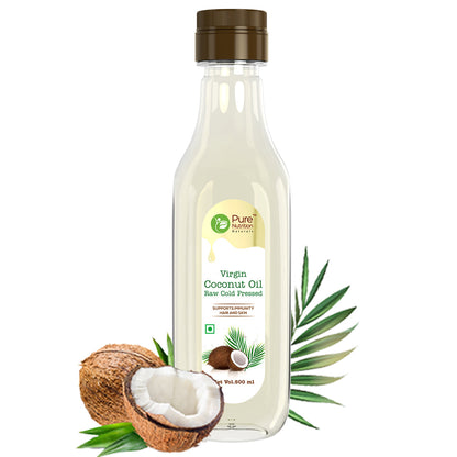 Virgin Coconut Oil 500ml | Cold Pressed, 100% Pure & Unrefined | Good for Hair, Skin & Cooking