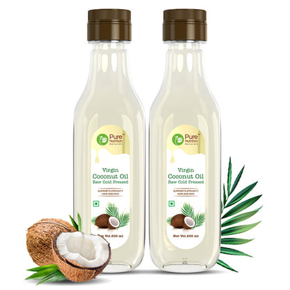 Virgin Coconut Oil 500ml | Cold Pressed, 100% Pure & Unrefined | Good for Hair, Skin & Cooking