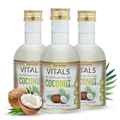 Raw Cold Pressed Virgin Coconut Oil - 250ml Pet Bottle | 100% Pure & Unrefined | Good for Hair Growth, Skin, Baby Massage, Cooking, and Reducing Hair Fall