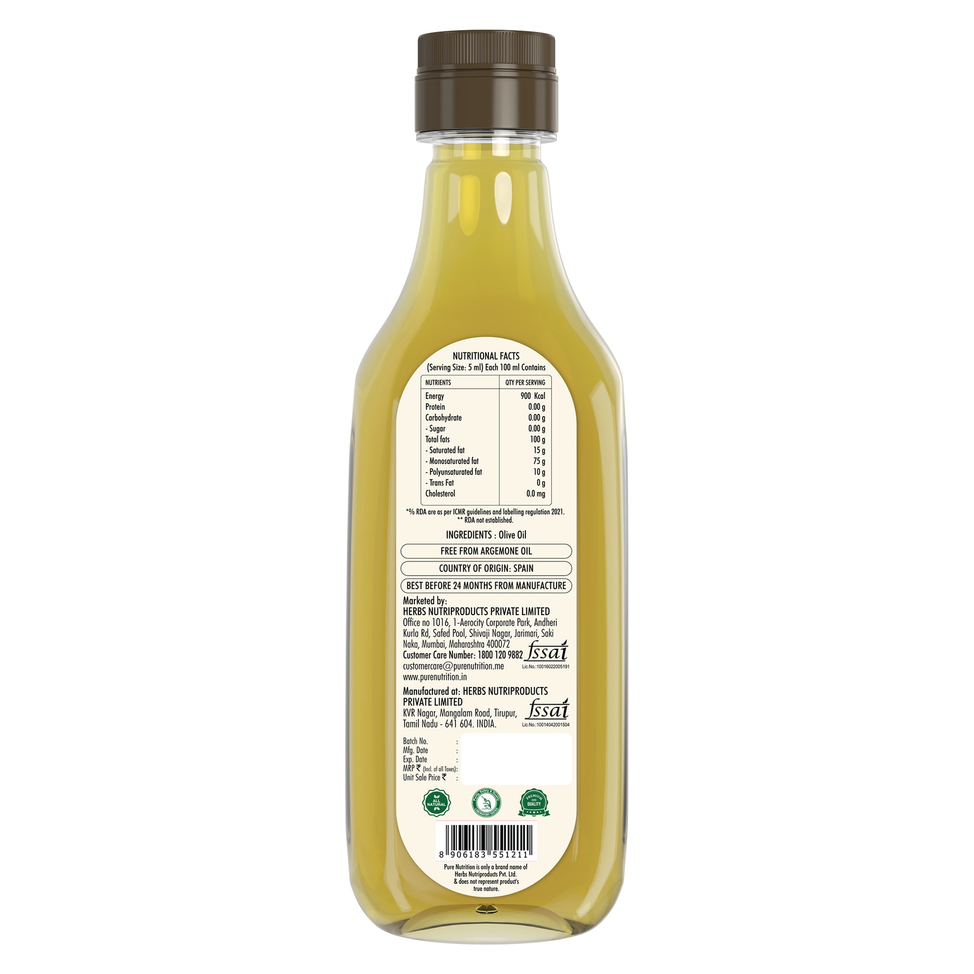 Pure Nutrition Extra Light Olive Oil, 1 litre
