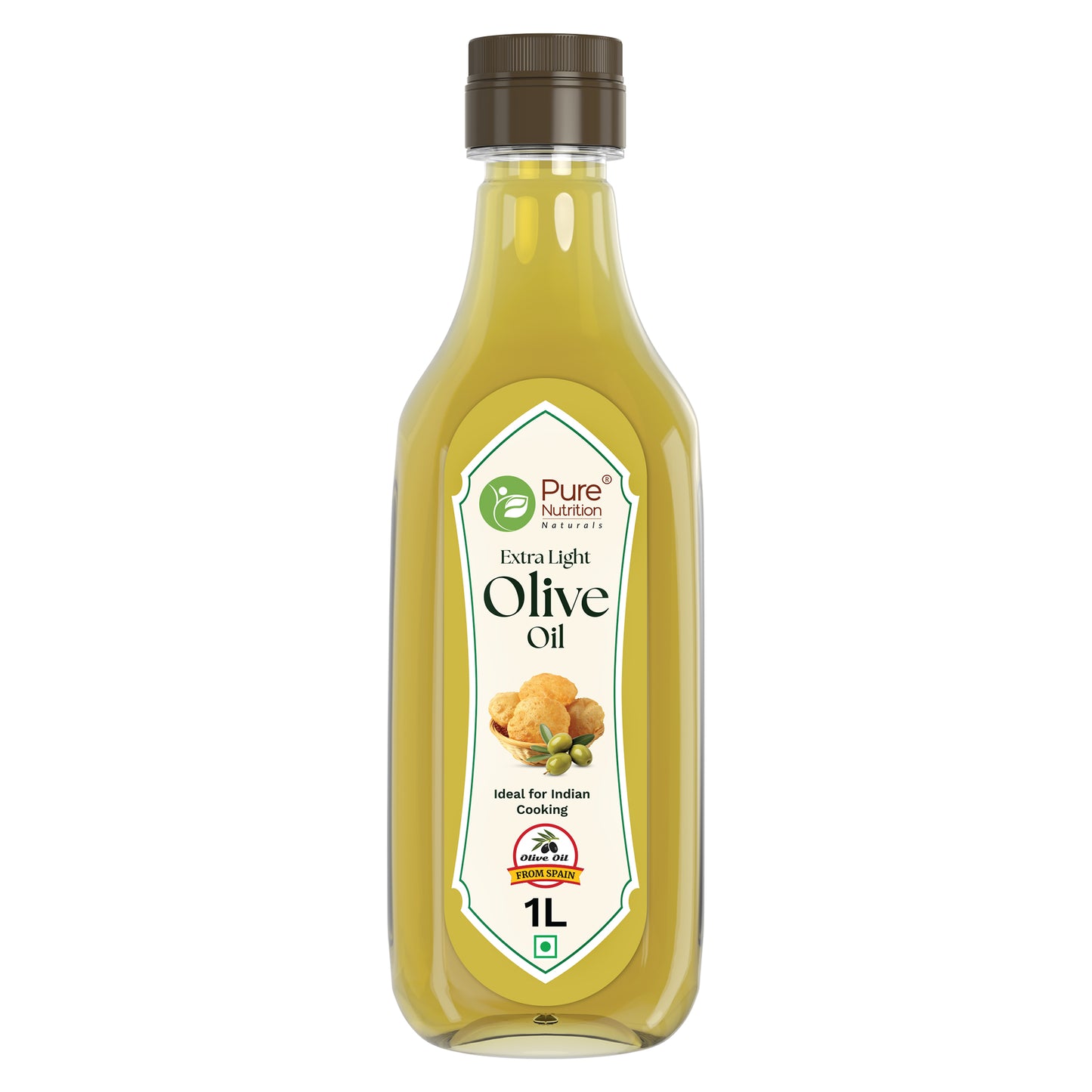 Extra Light Olive Oil - 1L | Cold Pressed & 100% Pure | Ideal for Deep Frying, Low Heat Indian Cooking, and Salad Dressing | Imported from Spain | Great for Skin, Hair, and Overall Wellness