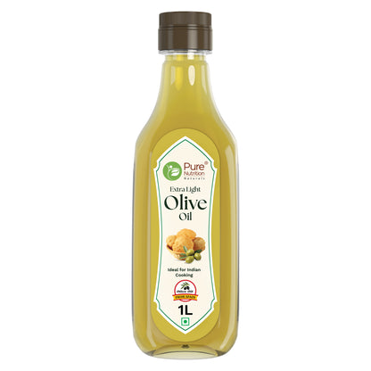 Extra Light Olive Oil - 1L | Cold Pressed & 100% Pure | Ideal for Deep Frying, Low Heat Indian Cooking, and Salad Dressing | Imported from Spain | Great for Skin, Hair, and Overall Wellness