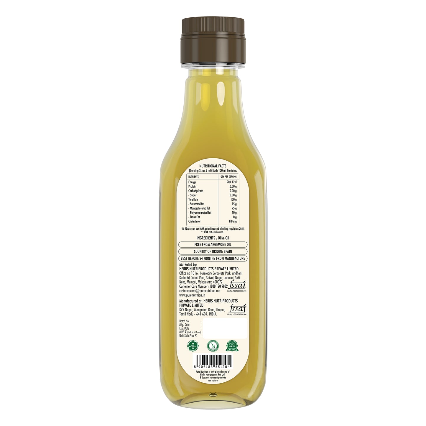 Extra Light Olive Oil | 100% Pure & Edible (500ml) | Ideal for Indian Cooking , Good For Skin