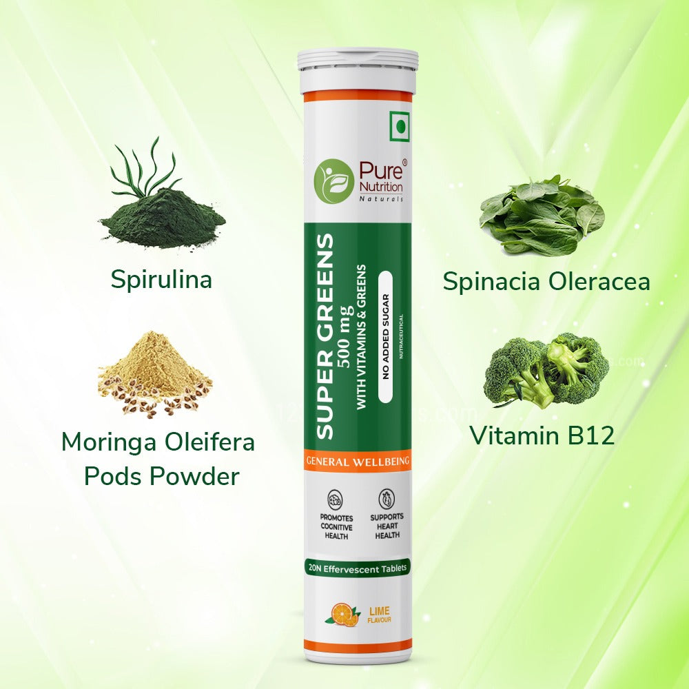 Super Greens 500mg with Vitamins & Greens -  Effervescent Tablets