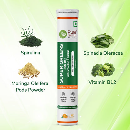 Super Greens 500mg with Vitamins & Greens -  Effervescent Tablets