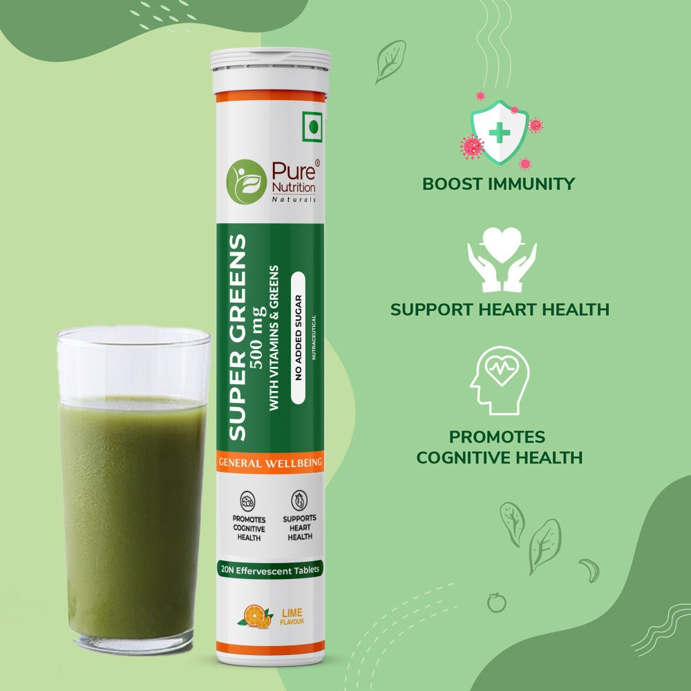 Super Greens 500mg with Vitamins & Greens -  Effervescent Tablets