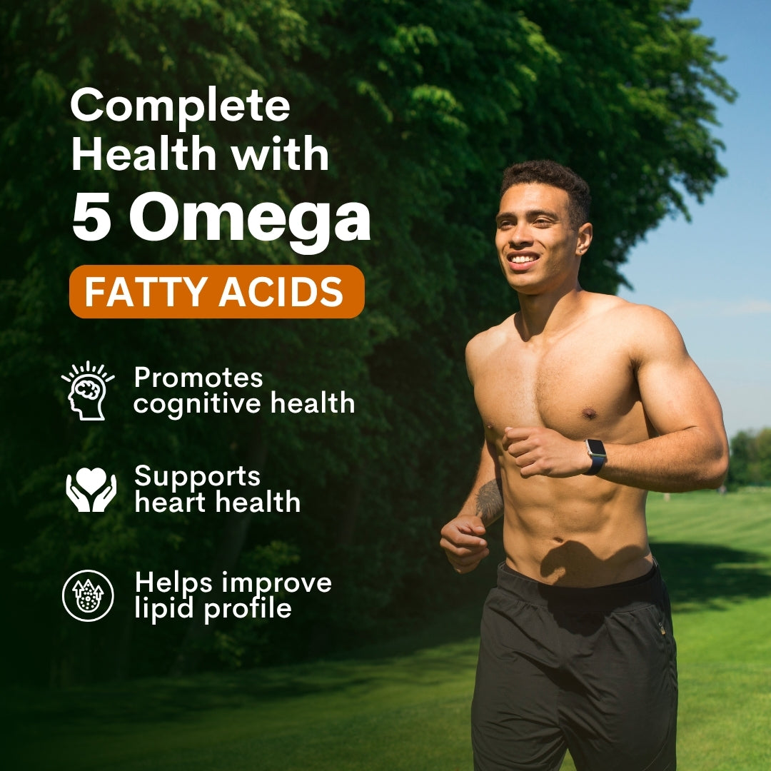 Vegan Omega 3 5 6 7 9 | Plant-Based Essential Fatty Acid Blend | Flaxseed, Borage, Sea Buckthorn, Olive & Pomegranate Oils