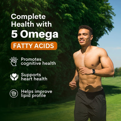Vegan Omega 3 5 6 7 9 | Plant-Based Essential Fatty Acid Blend | Flaxseed, Borage, Sea Buckthorn, Olive & Pomegranate Oils