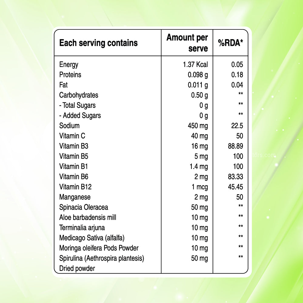 Super Greens 500mg with Vitamins & Greens -  Effervescent Tablets