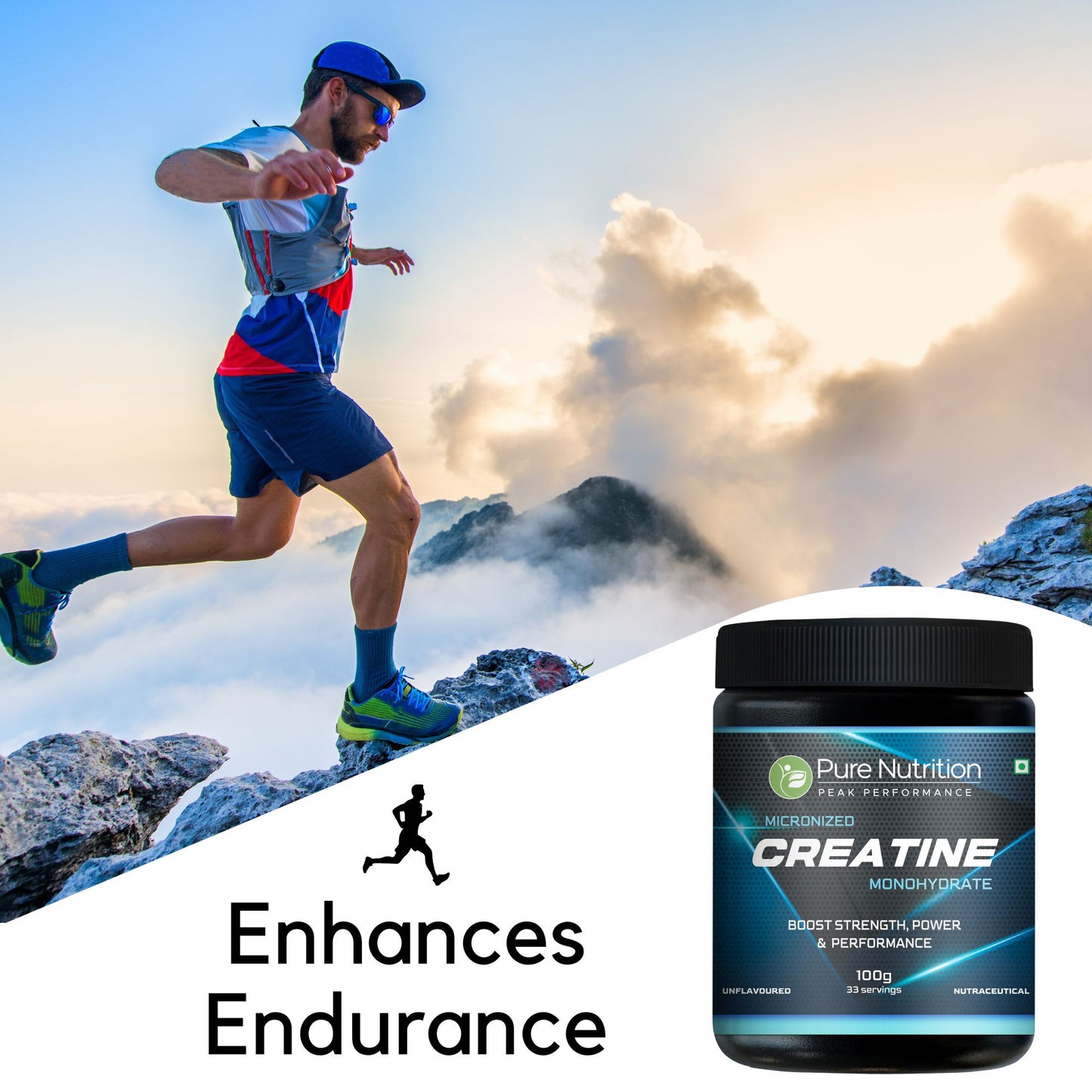 Creatine Monohydrate | Energy Support during Intense Workouts | Unflavoured | 100g - 33 Servings