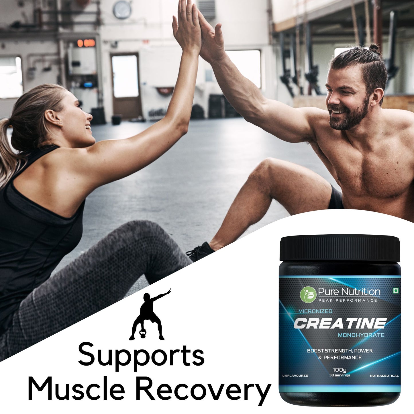 Creatine Monohydrate | Energy Support during Intense Workouts | Unflavoured | 100g - 33 Servings