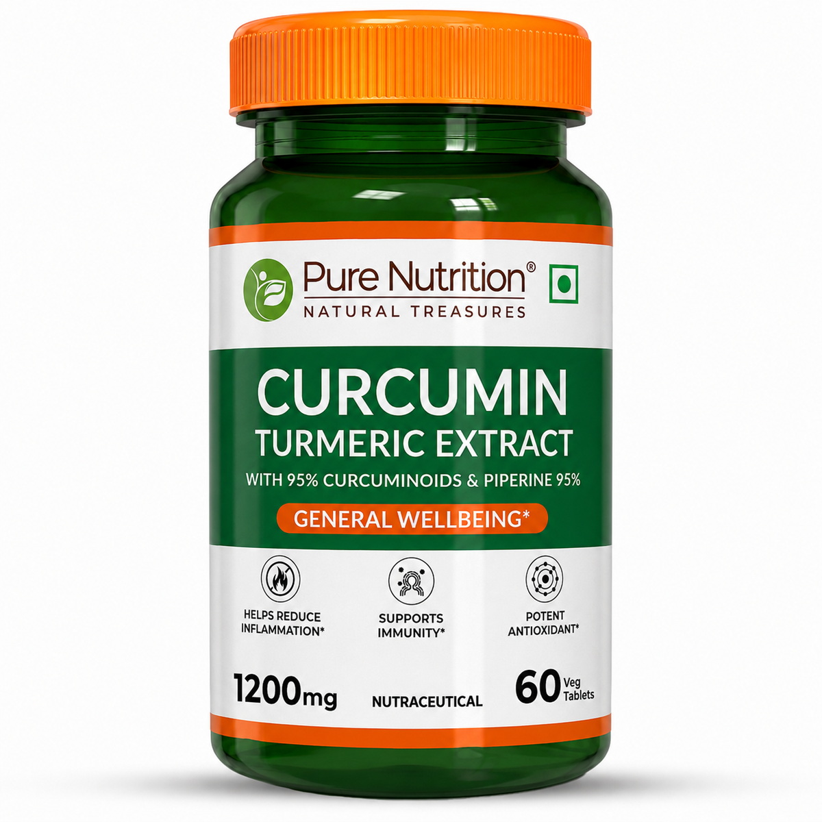 Curcumin Turmeric Extract 1200mg | 95% Curcuminoids & Piperine | 60 Tablets