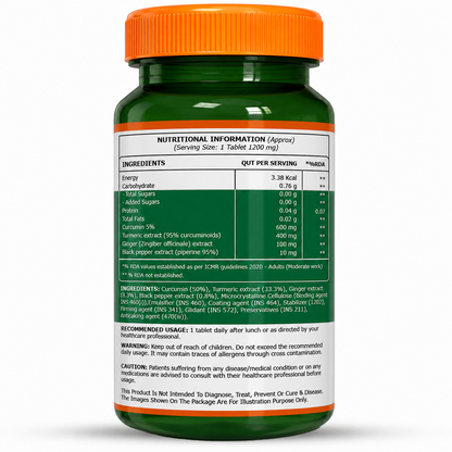 Curcumin Turmeric Extract 1200mg | 95% Curcuminoids & Piperine | 60 Tablets