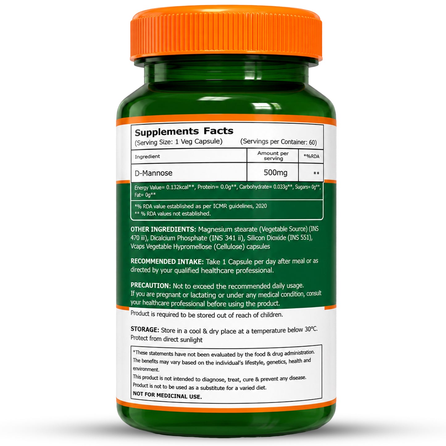 D-Mannose 500mg | 60 Veg Capsules
