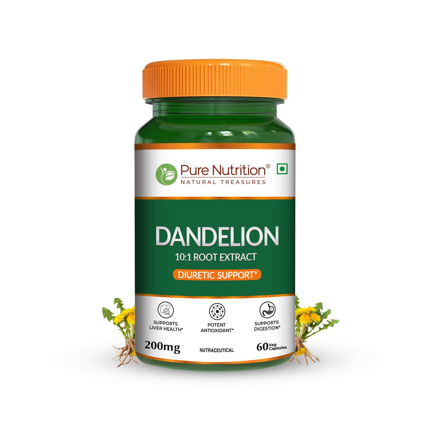 Pure Nutrition Dandelion Root Extract 200mg | Veg Capsules | Herbal Wellness Support