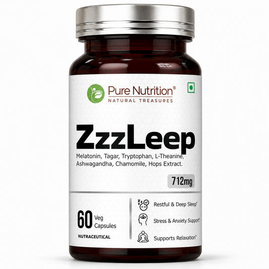 ZzzLeep Sleep Support Melatonin, L-Theanine & Tryptophan | Veg Capsules