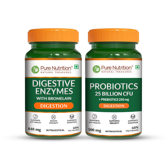 Gut Health Combo: Probiotics 25 Billion CFU + Digestive Enzymes
