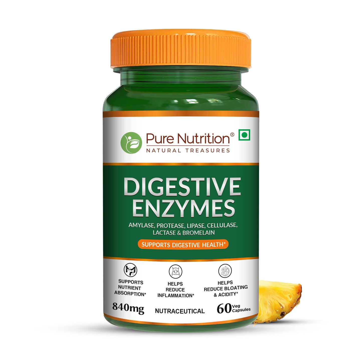 Pure Nutrition Digestive Enzymes with Bromelain – Supports Healthy Digestion