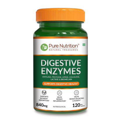 Pure Nutrition Digestive Enzymes with Bromelain – Supports Healthy Digestion
