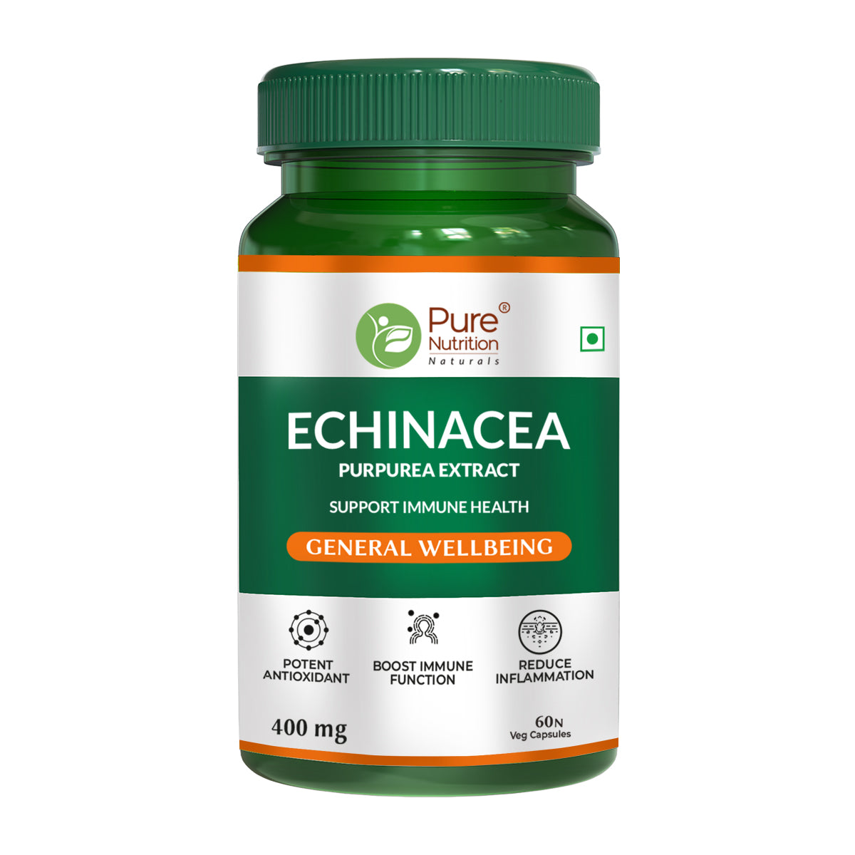 Pure Nutrition Echinacea Capsules - 60 Capsules | Antioxidant, Immune Booster, and Anti-Inflammatory Support