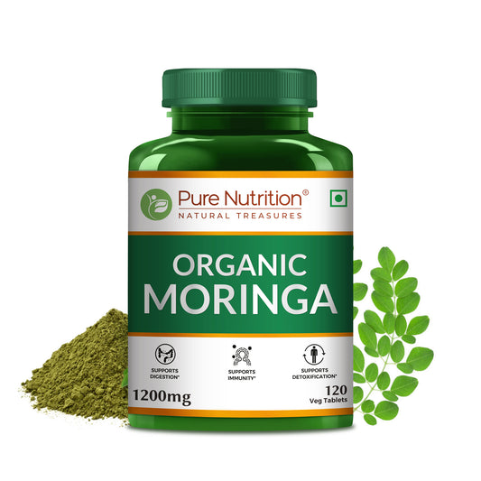 Pure Nutrition Moringa (1200mg) 100% Natural for Immunity, Healthy Digestion & Appetite - 120 Veg Tablets