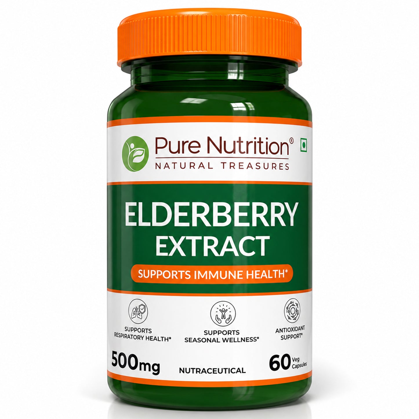 Elderberry Extract 500 mg | Sambucus Nigra Fruit Extract | 60 Capsules