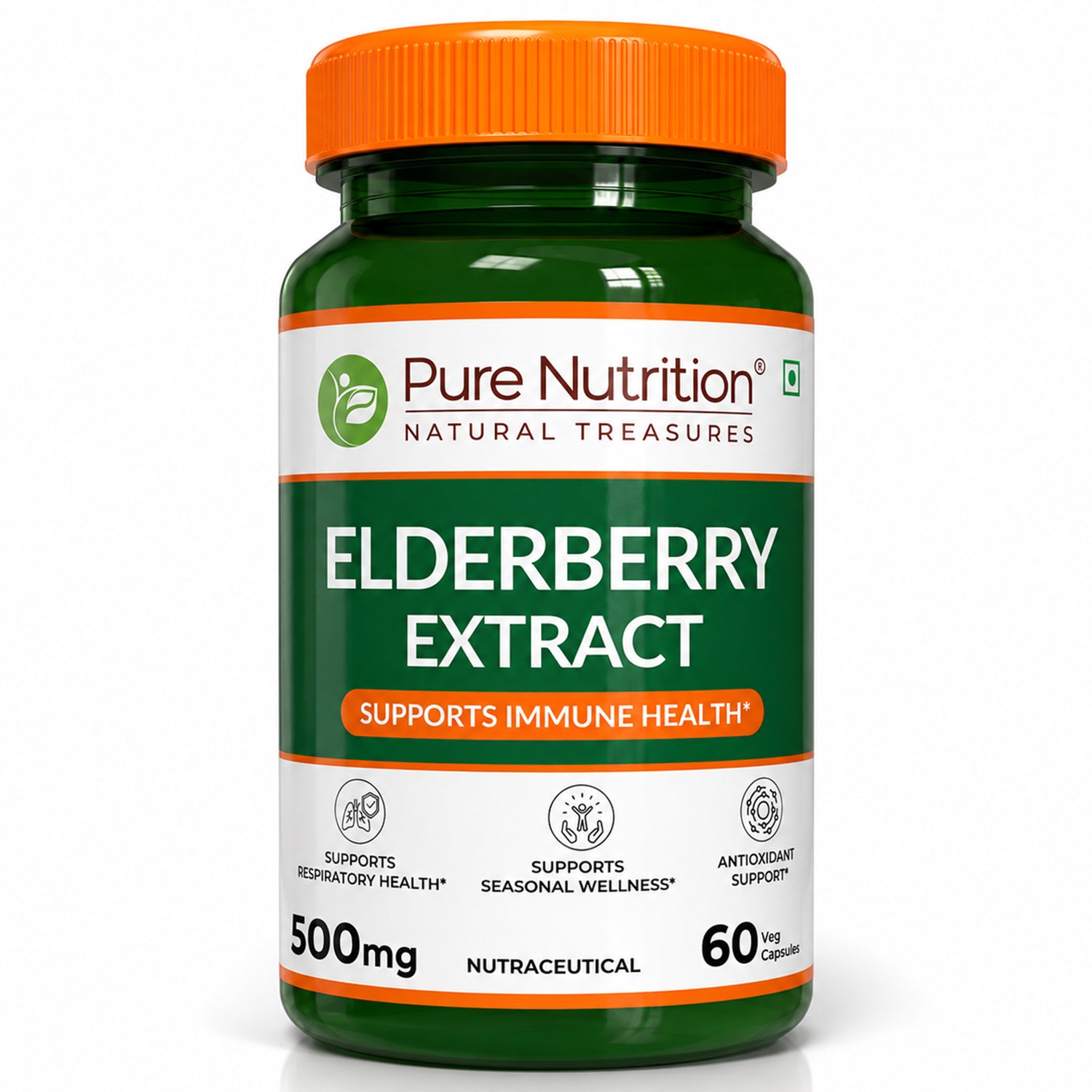 Elderberry Extract 500 mg | Sambucus Nigra Fruit Extract | 60 Capsules