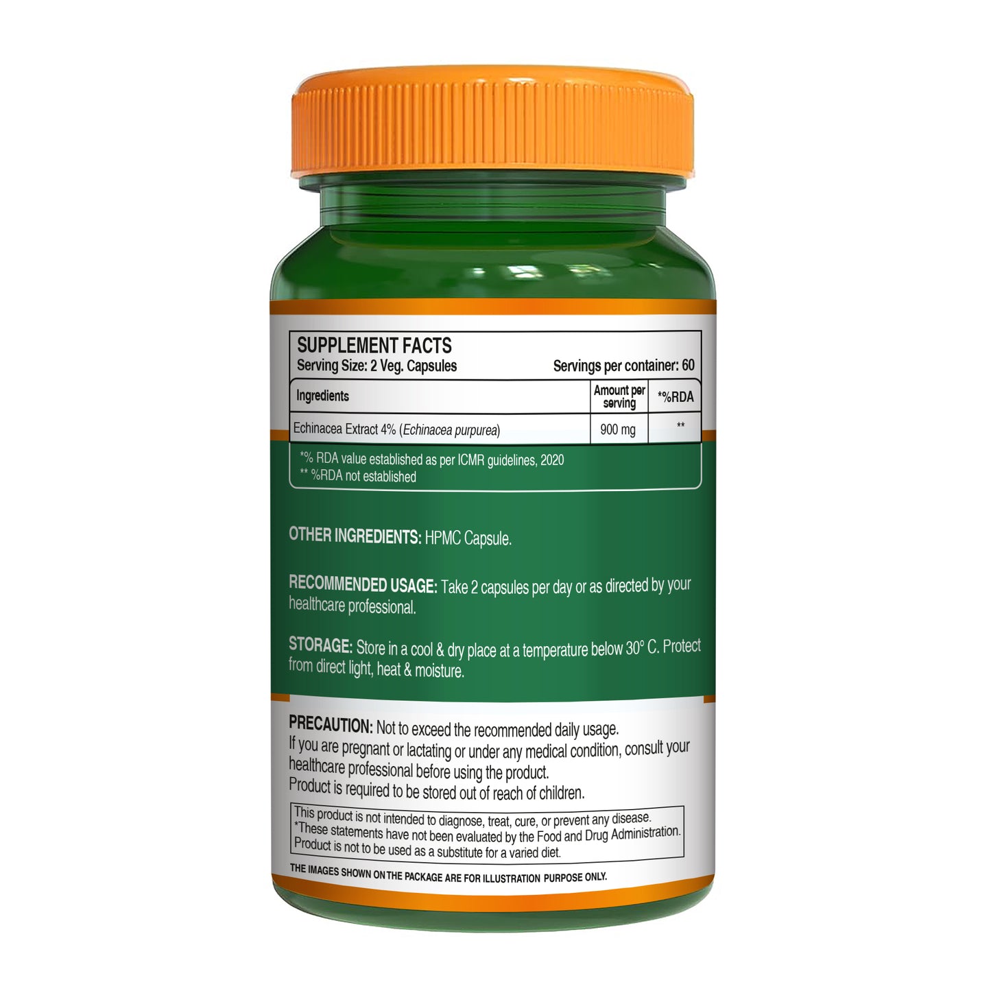 Pure Nutrition Echinacea Capsules - 60 Capsules | Antioxidant, Immune Booster, and Anti-Inflammatory Support