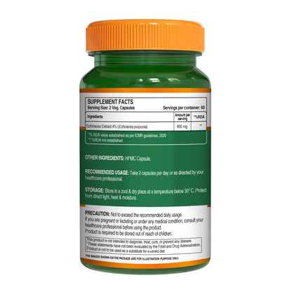Pure Nutrition Echinacea Capsules - 60 Capsules | Antioxidant, Immune Booster, and Anti-Inflammatory Support