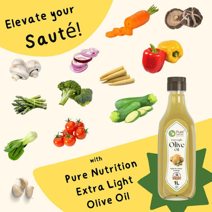 Extra Light Olive Oil | 100% Pure & Edible (1 Litre) | Ideal for Indian Cooking , Good For Skin