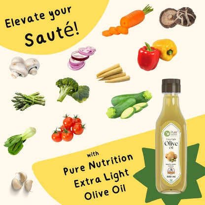 Extra Light Olive Oil | 100% Pure & Edible (500ml) | Ideal for Indian Cooking , Good For Skin