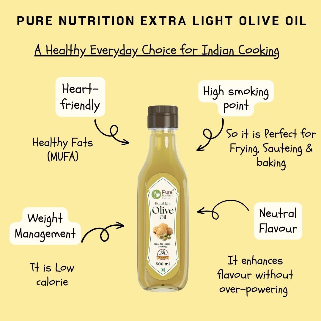 Extra Light Olive Oil | 100% Pure & Edible (500ml) | Ideal for Indian Cooking , Good For Skin