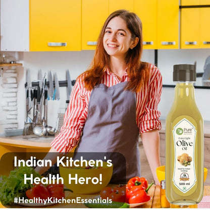 Extra Light Olive Oil | 100% Pure & Edible (500ml) | Ideal for Indian Cooking , Good For Skin