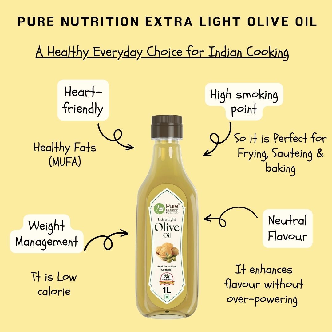 Extra Light Olive Oil | 100% Pure & Edible (1 Litre) | Ideal for Indian Cooking , Good For Skin