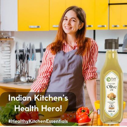 Extra Light Olive Oil - 500ml | 100% Pure & Edible | Ideal for Indian Cooking , Good For Skin