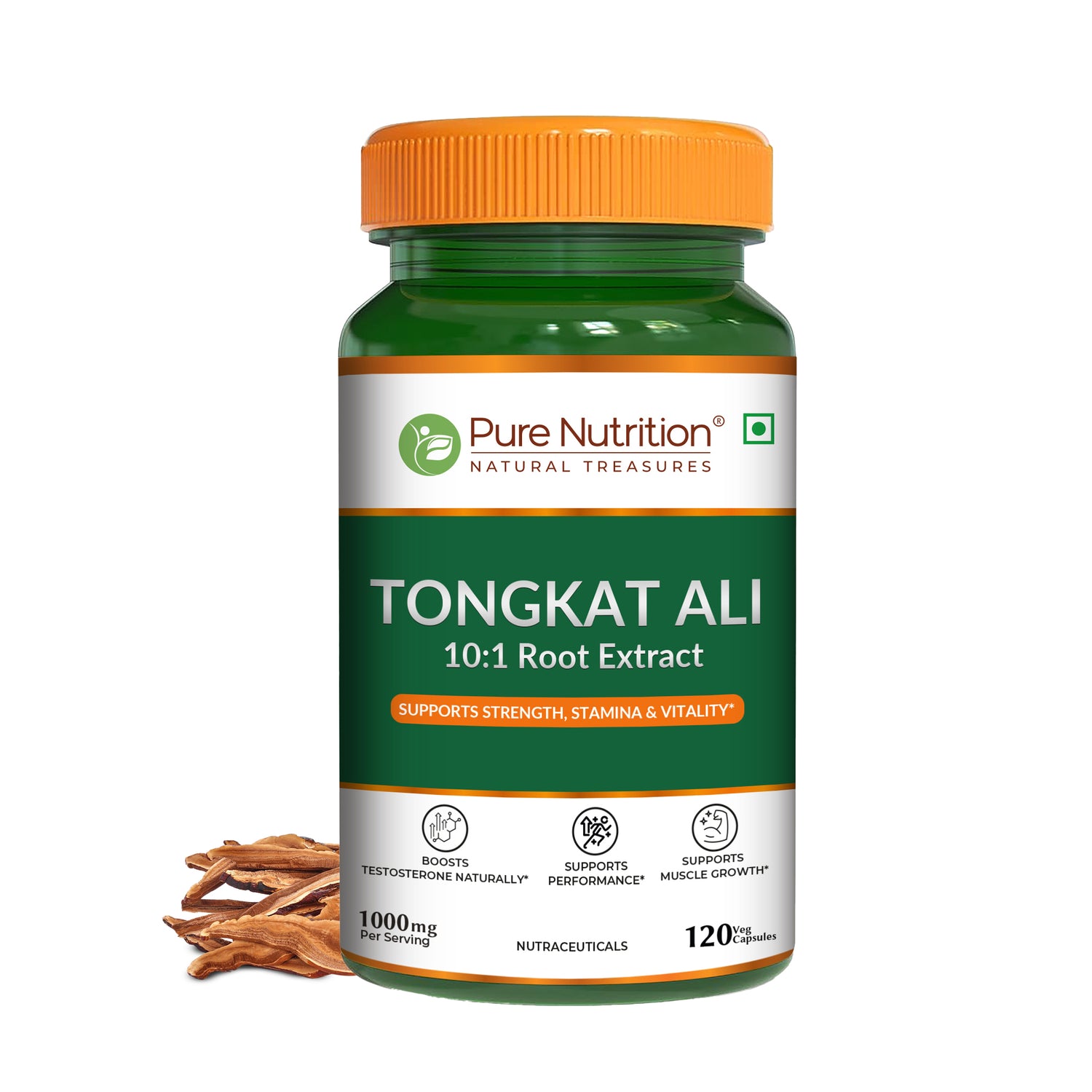 Tongkat Ali 10:1 Root Extract | 1000 mg Per Serving | Strength, Stamina & Vitality Support | 120 Tablets