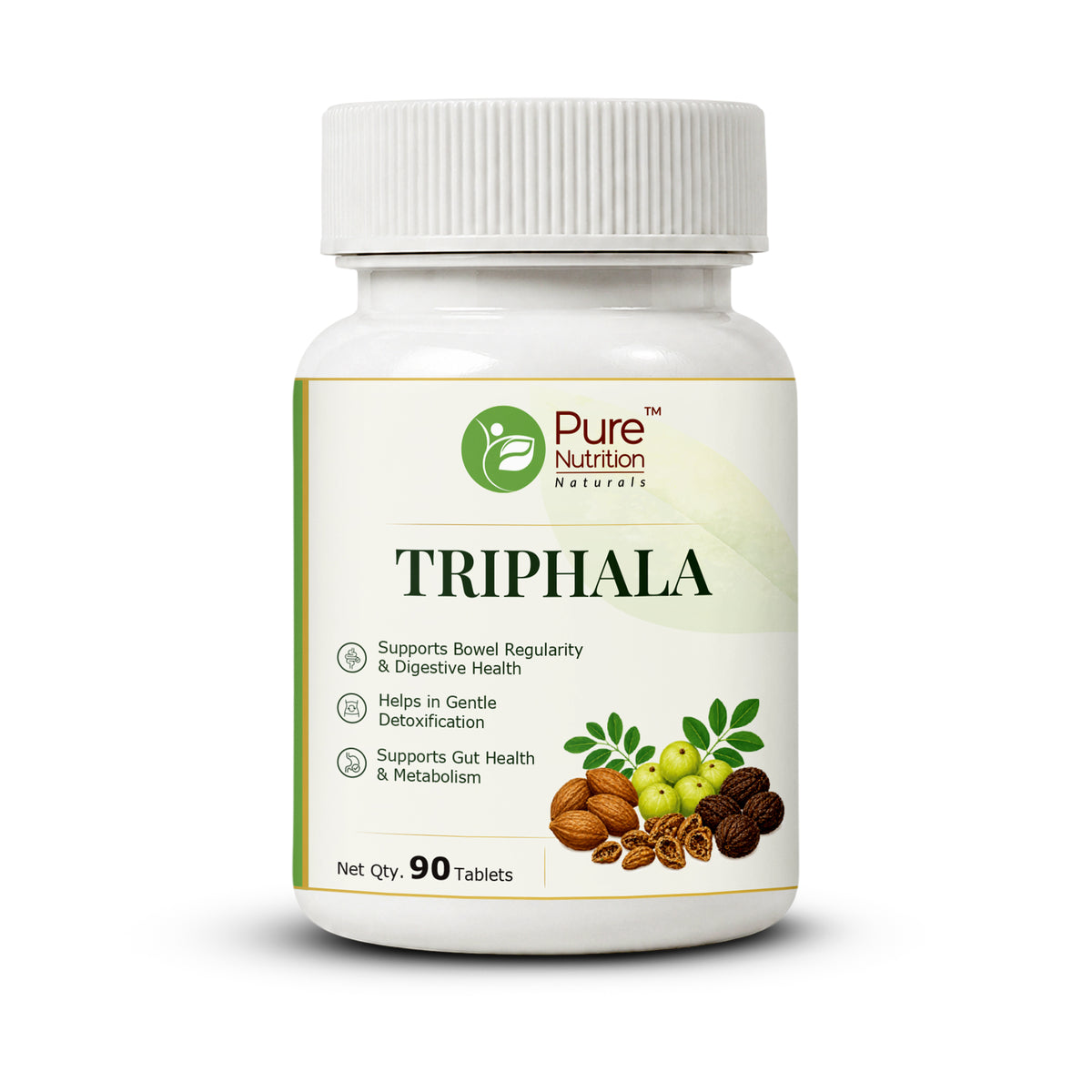 Pure Nutrition Triphala Tablets | Ayurvedic Herbal Blend with Haritaki, Bibhitaki & Amalaki | Supports Digestion & Gut Health 