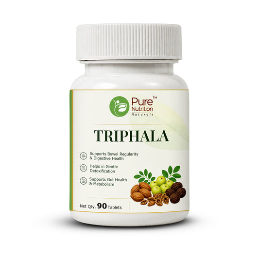 Pure Nutrition Triphala Tablets | Ayurvedic Herbal Blend with Haritaki, Bibhitaki & Amalaki | Supports Digestion & Gut Health 