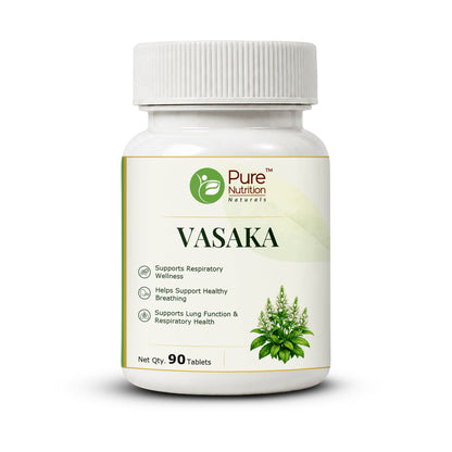 Pure Nutrition Vasaka Tablets | Ayurvedic Herbal Support for Respiratory Wellness & Healthy Breathing | Vasaka Extract Supplement