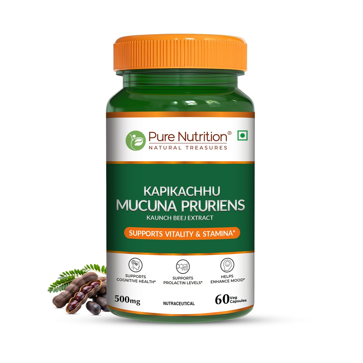 Pure Nutrition Mucuna Pruriens Extract | 500 mg | 60 Veg Capsules