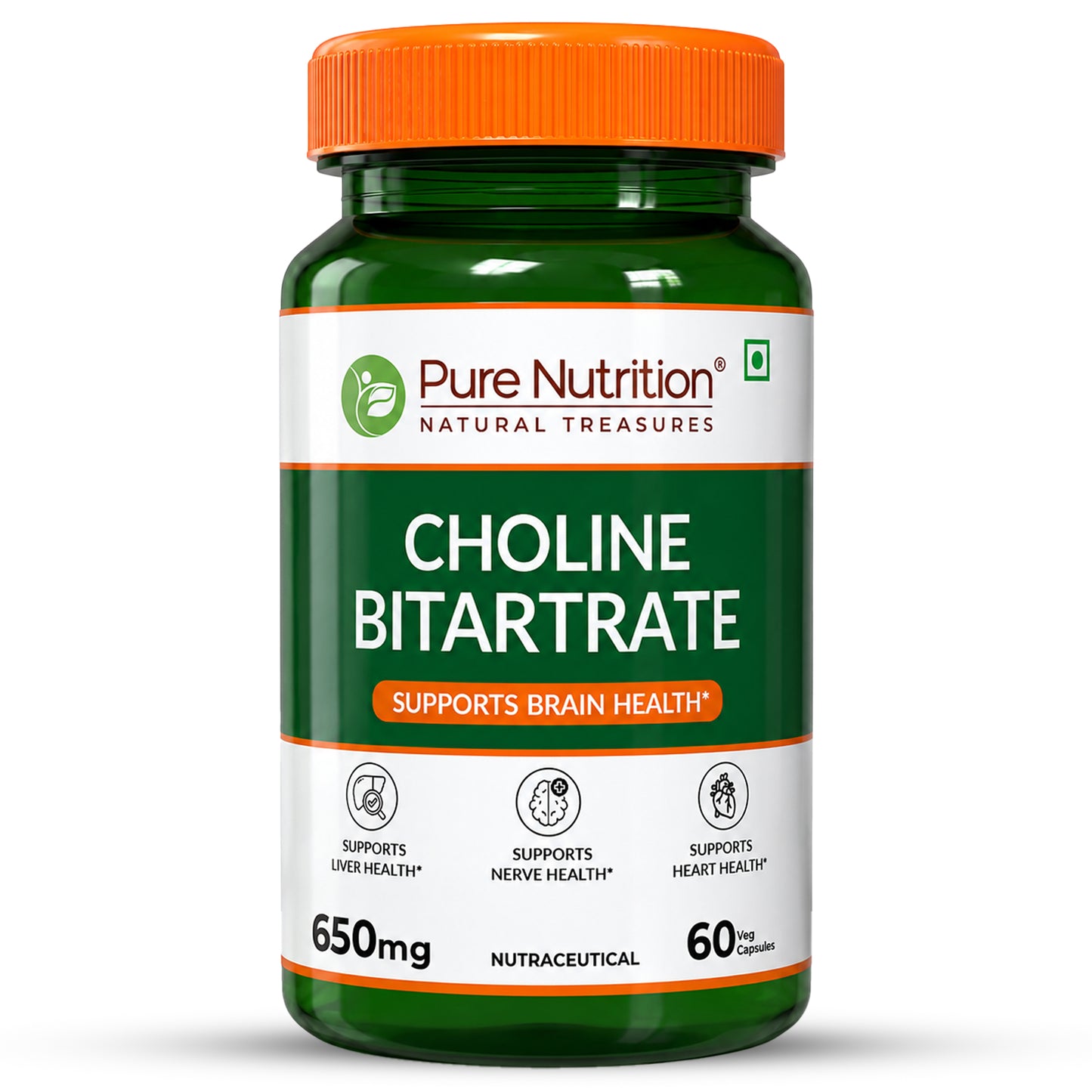 Choline Bitartrate 650mg  Brain, Nerve & Liver Support | 60 Veg Capsules