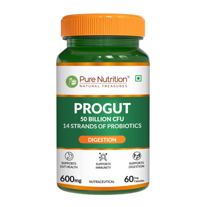 Easy Gut Combo: Progut 50 Billion CFU Probiotics + Psyllium Husk Isabgol Powder