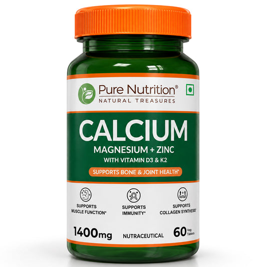 Calcium Magnesium Zinc with Vitamin D3 & K2  Bone & Muscle Support | 60 Tabs | 120 Tabs