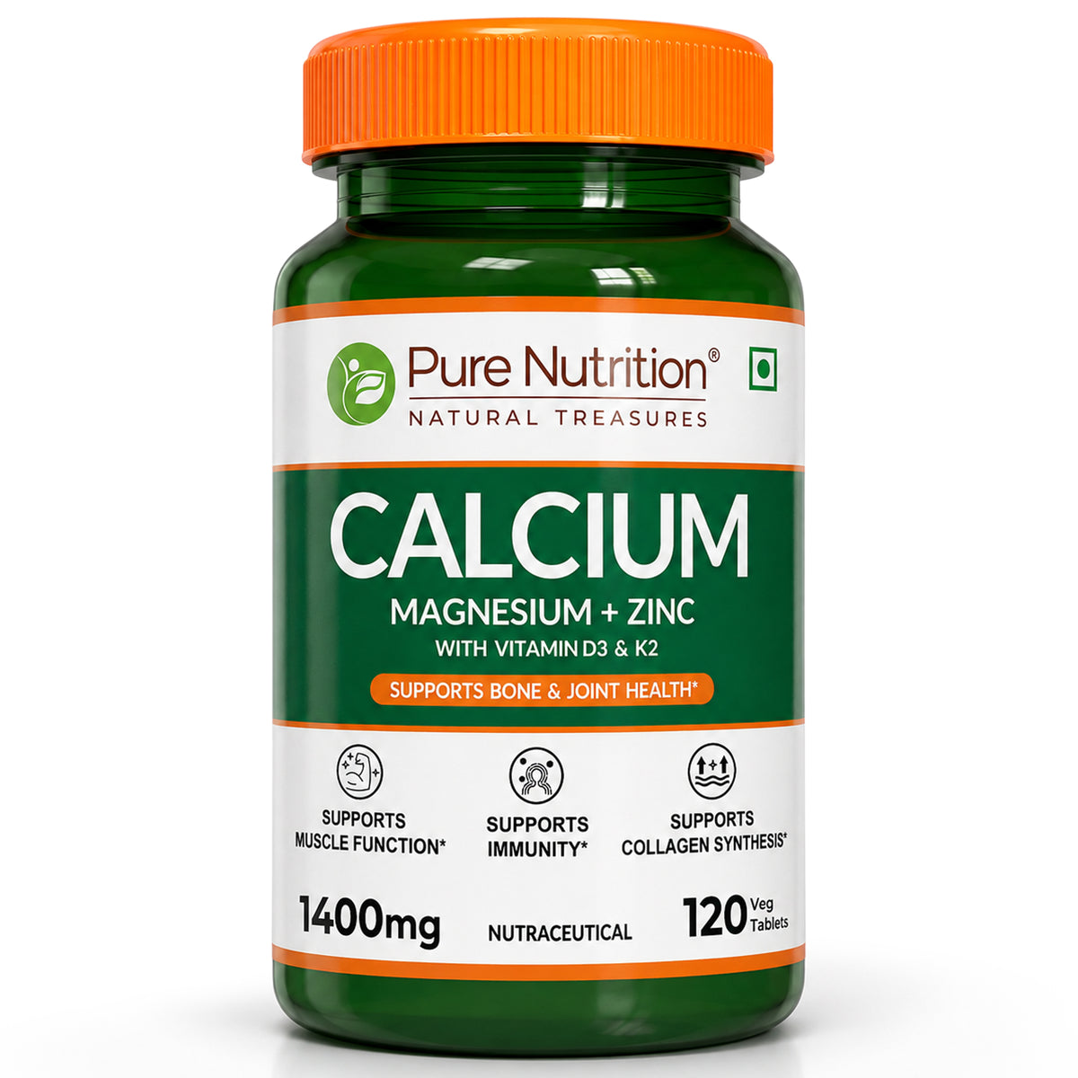 Calcium Magnesium Zinc with Vitamin D3 & K2  Bone & Muscle Support | 60 Tabs | 120 Tabs