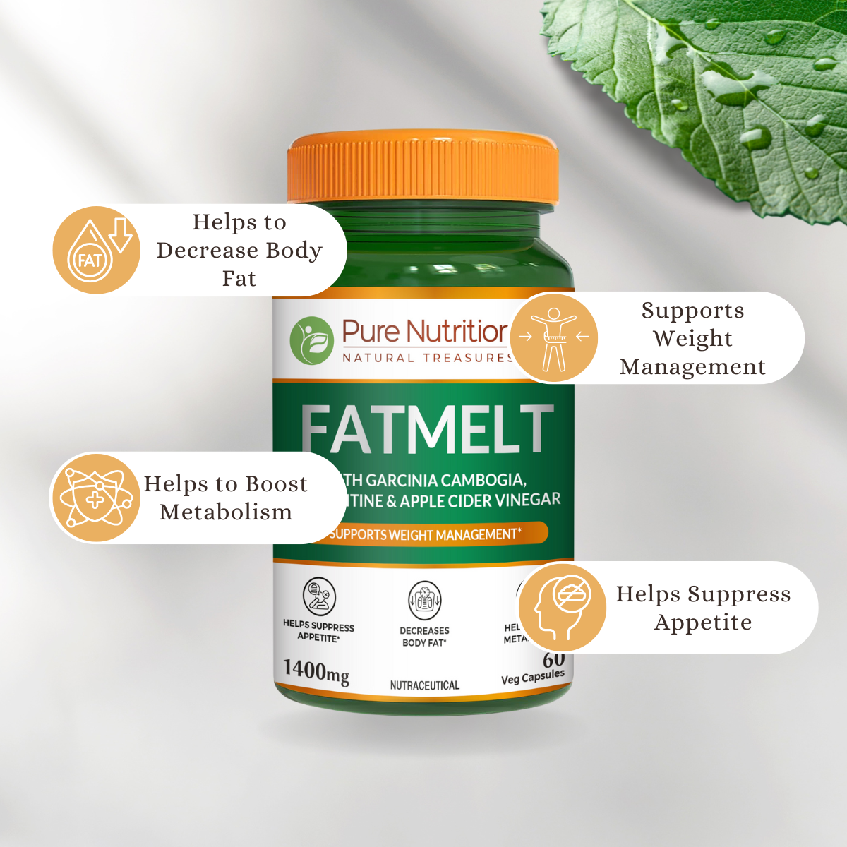 FATMELT with Garcinia Cambogia, L-Carnitine, and Apple Cider Vinegar - Pure Nutrition FATMELT with Garcinia Cambogia, L-Carnitine, and Apple Cider Vinegar - Pure Nutrition