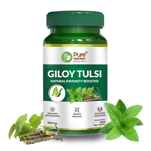 Giloy Tulsi Extract for Immunity & Blood purification support - 60 Veg Tablets